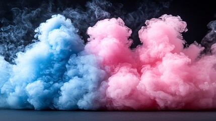 Wall Mural - Colorful smoke clouds in a dark background setting (1)