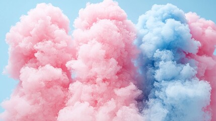 Wall Mural - Colorful smoke clouds in a serene blue background