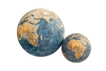 Aufkleber - Two vintage globes showcasing Earth, illustrating geographical features. Perfect for environmental themes, education, geography studies, and travel concepts.