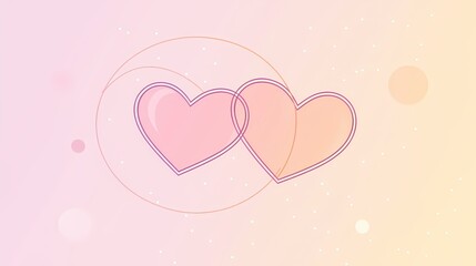Poster - Two Intertwined Hearts Gentle Pastel Background Romantic Design