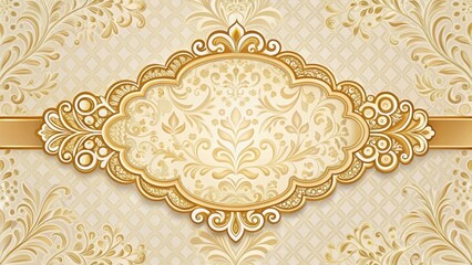 Ornate label for baked goods with a gold foil stamp and an intricate floral design on a cream-colored background