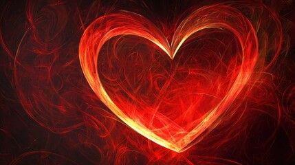 Poster - Fiery Heart Abstract Red Passionate Love Romance Design