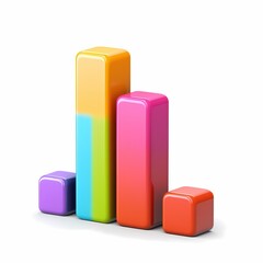 Poster - Colorful 3D Bar Chart Graph Data Business Success Growth