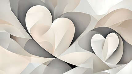 Poster - Abstract Heart Design Soft Hues Elegant Curves Romantic Wallpaper