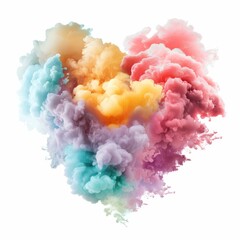 Aufkleber - Vibrant cloud of colorful smoke billowing together to form a heart shape