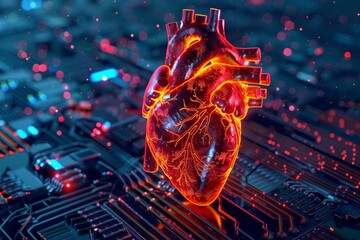 Poster - Artificial intelligence and innovative technologies are merging with healthcare, creating a futuristic vision of medical advancements
