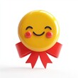 © Marina - 3D icon cartoon participation award ribbon with a happy face isolated on a white background --quality 2
