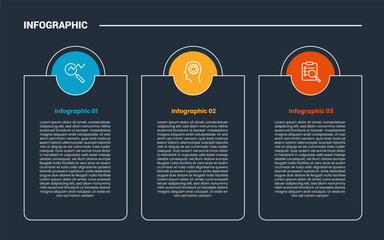 Poster - process stages workflow infographic dark outline for slide presentation with big rectangle container