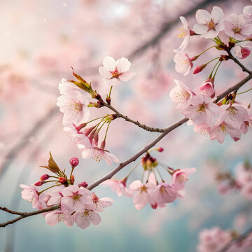 water color cherry blossom sakura branch of tree