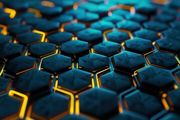 Poster - Abstract background showing glowing hexagons forming futuristic surface