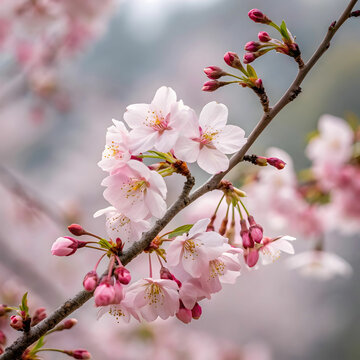 water color cherry blossom sakura branch of tree
