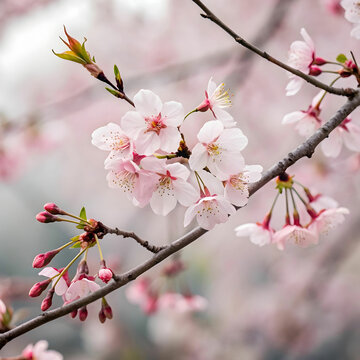 water color cherry blossom sakura branch of tree