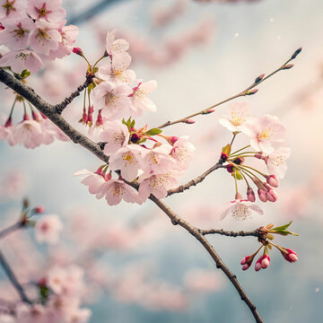 water color cherry blossom sakura branch of tree