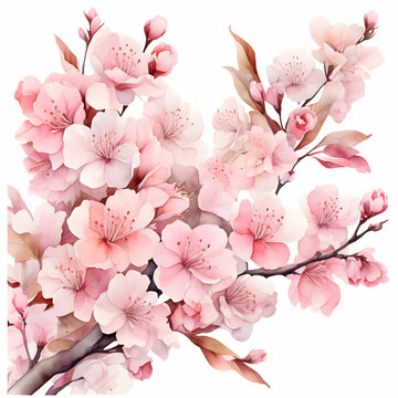 water color cherry blossom sakura branch of tree