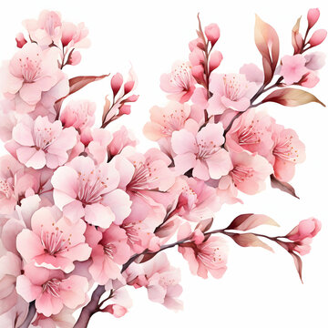 water color cherry blossom sakura branch of tree
