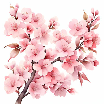 water color cherry blossom sakura branch of tree