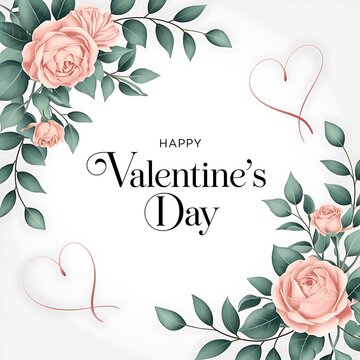 Floral professional elegant Valentines day wishing card Happy Valentines Day Background . Ai Generated