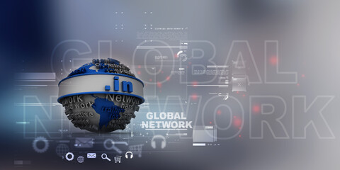 Fototapete - 3d rendering globe with dot in 