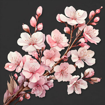 water color cherry blossom sakura branch of tree