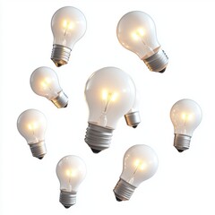 Wall Mural - 3D icon cartoon brainstorming concept with multiple light bulbs floating around isolated on a white background 