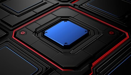 Abstract Black Red And Blue Geometric Technology Design