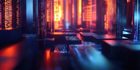 Poster - digital background perfect for tech processes, neural networks, artificial intelligence, data transf