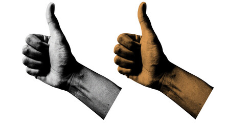 Aufkleber - Trendy halftone Retro hands elements. A Set Halftone style retro hand illustrations on a Transparent background. Black and white and a vintage color scheme. perfect for Poster