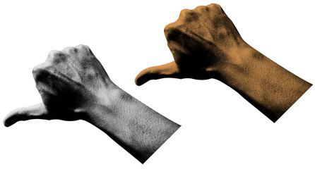 Aufkleber - Trendy halftone Retro hands elements. A Set Halftone style retro hand illustrations on a Transparent background. Black and white and a vintage color scheme. perfect for Poster