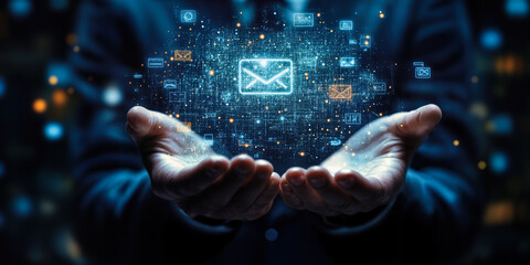 Poster - Automated Communication Strategy with Digital Email Icons in Business Context