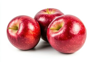 Three red apples, studio shot, white background, healthy food (1)