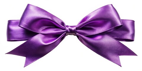 A luxuriously tied purple satin ribbon bow, perfect for elegant gift wrapping or decorative accents