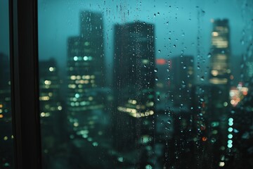 Poster - Raindrops on a window with city lights blurred in the background --ar 3:2 --style raw --v 6.1 Job ID: ba710d0e-7048-47e3-9f9c-12e69fb3c768