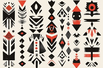 Poster - Native tribal art motifs presented in a contemporary graphic style