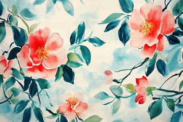 Poster - watercolor flower background