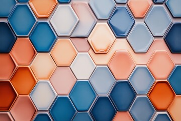 Poster - Gradient hexagonal tiles shifting in shades from warm to cool tones