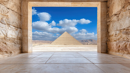 Wall Mural - stunning view of pyramid framed by ancient temple archway, showcasing beauty of history