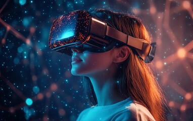 Aufkleber - Metaverse and global network concept, virtual reality connectivity, augmented reality integration, digital universe and connections, advanced networking, highresolution visual