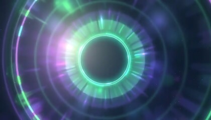 Wall Mural - Abstract cosmic ring with vibrant green and purple hues