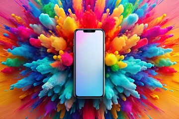 Aufkleber - Abstract Dynamic Island: Vibrant Color Burst Minimalist Phone Display Mockup