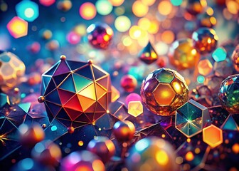 Wall Mural - Abstract Geometric Bokeh Background: Shimmering Parametric Shapes