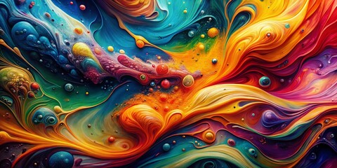 Aufkleber - Abstract Liquid Color Swirl Pattern: Vibrant Hues & Organic Shapes - Stock Photo