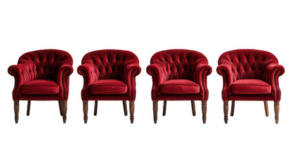 Aufkleber - Red chairs isolated on isolated on white background, created with Generative AI technology, PNG