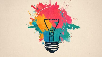 Poster - a vibrant of a light bulb surrounded by colorful splashes, symbolizing creativity and innovative ide
