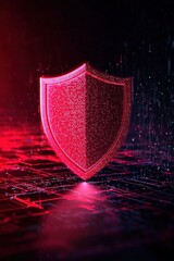Poster - A digital shield symbol against a dark, technological backdrop representing cybersecurity and protection.