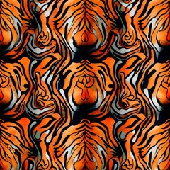 Wall Mural - psychedelic and abstract representation of a tiger's face with swirling patterns and vibrant colors
