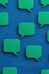 Poster - Colorful speech bubbles on a tech-inspired background, symbolizing communication, interaction, and digital conversation.