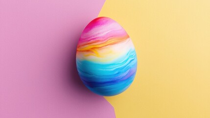 Poster - Colorful, artistic egg with vibrant swirls on a pastel backdrop, perfect for spring themes and festive celebrations.