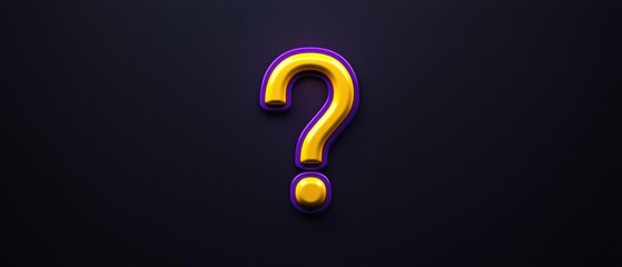 Poster - A vibrant, 3D-rendered question mark symbol on a dark background, perfect for illustrating curiosity and inquiry concepts.