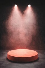 Wall Mural - Minimalistic stage with spotlight glow and haze, perfect for showcasing products or performances in an artistic setting.