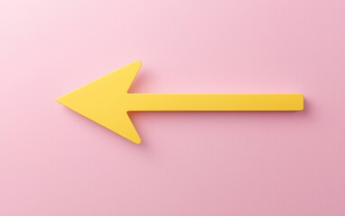 Poster - A vibrant yellow arrow pointing left against a soft pink background, ideal for directional signage or creative projects.